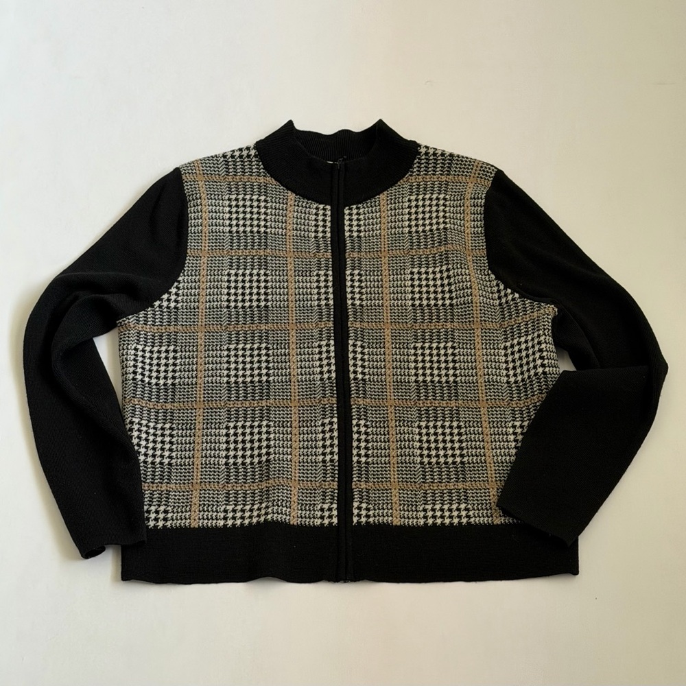 Pendleton Black 100% Wool Zip Sweater - image 1